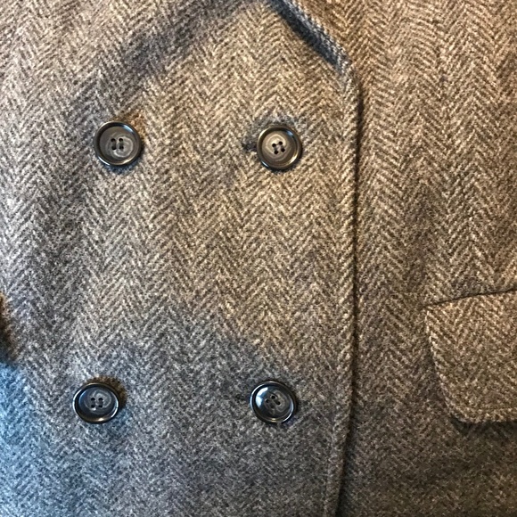 Vintage style 100% wool long coat with herringbone pattern - Picture 9 of 10